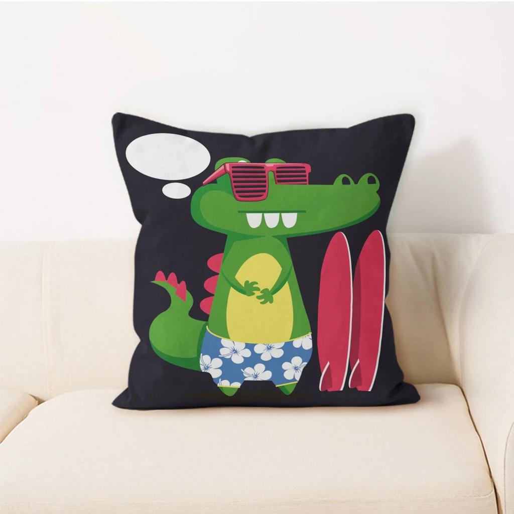 Simple Home Decoration Cushion Square Car Backrest Cartoon Letter Pillow Trendy  Cushion Cover