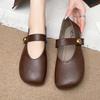 Fashion Mary Jane Shoes for Women Genuine Leather 2025 New Flat Ballet Shoes for Women Round Toe Shallow Mouth Cowhide Women's Shoes