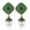 Retro Indian Alloy Rice Bead Tassel Earrings with Scenic Design