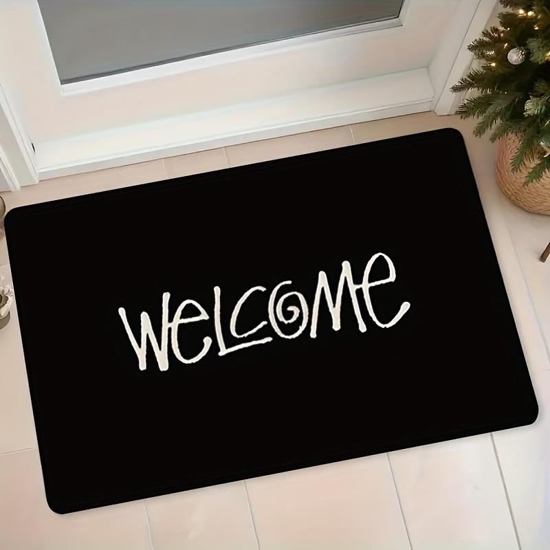 VIKAMA Entrance Doormat Machine Washable Durable Welcome Mat Black Minimalist Home Decoration Rug Carpet