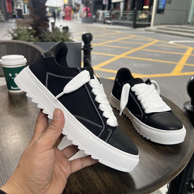 Scarpe Casual da Skateboard da Uomo Europee Versatili con Suola Spessa e Lacci
