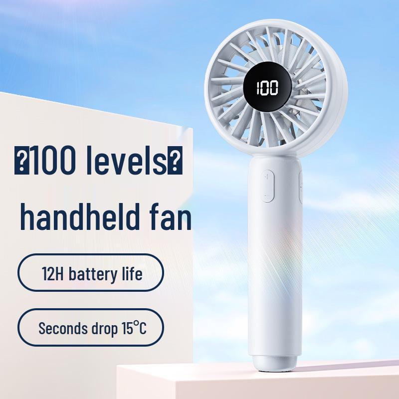 Rechargeable 100-Speed Mini Handheld Turbo Fan - Portable & Desktop Electric Fan