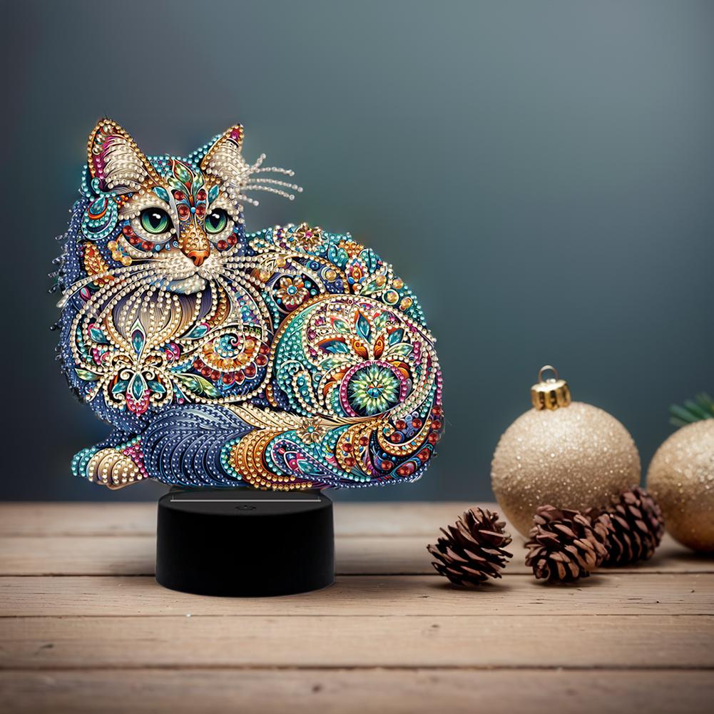 Blumen Tier Diamantmalerei Nachtlicht Acryl DIY Diamantmalerei Tischlampe für Schlafzimmer Wohnzimmer Heimbüro