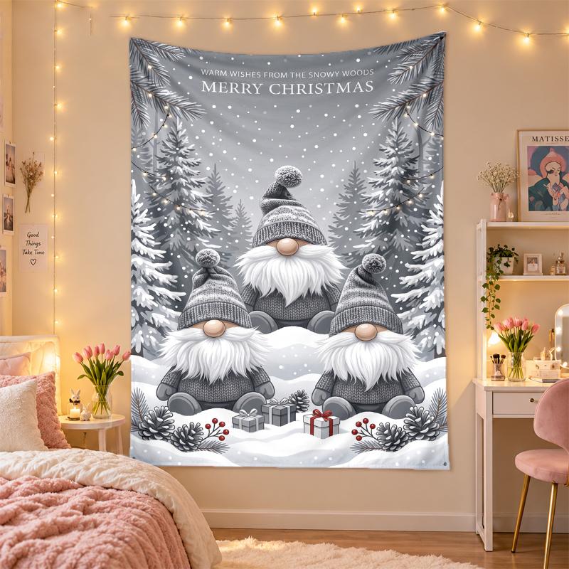 Weihnachtlich bedruckter Wandteppich für Schlafzimmer Wohnzimmer Wanddekoration Feiertagsgeschenk