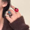 Geometric Ladybird Drip Oil Ring Insect Chunky Enamel Ring Personality Painting Ring  Gift