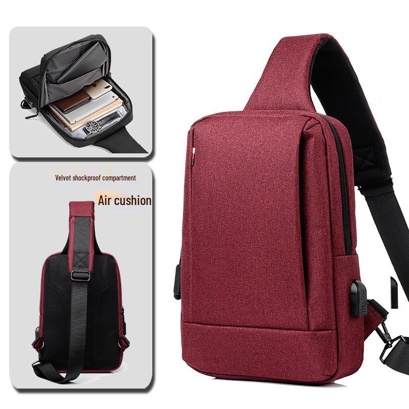 Men's Waterproof Oxford Crossbody Chest Bag - Casual Sling Bag with Large Capacity