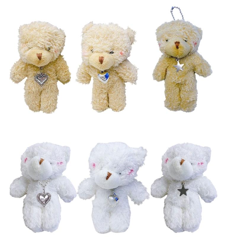 Mini Cute Plush Bear Keychain Pendant Lovely Plush Stuffed Animals Keyring Charm for Purse Bag Backpack Handbag