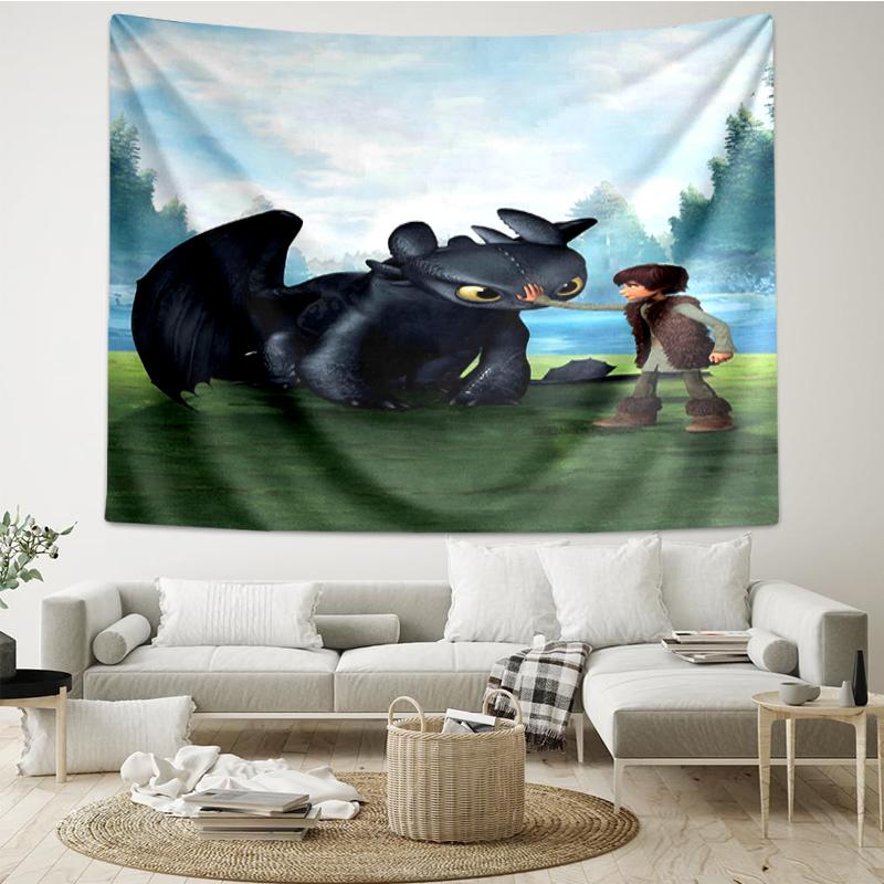 Dragon Print Tapestry, Backdrop, Easy Setup, Ideal for Bedroom, Office & Living Room, with Aesthetic Wall Hanging Decor.