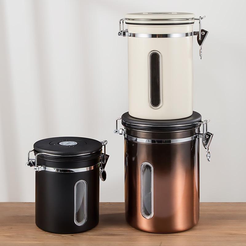 Visible Coffee Bean Storage Container Coffee Powder Sealed Container Storage with One-way Exhaust Coffee Storage Tank Coffee Beans Storage