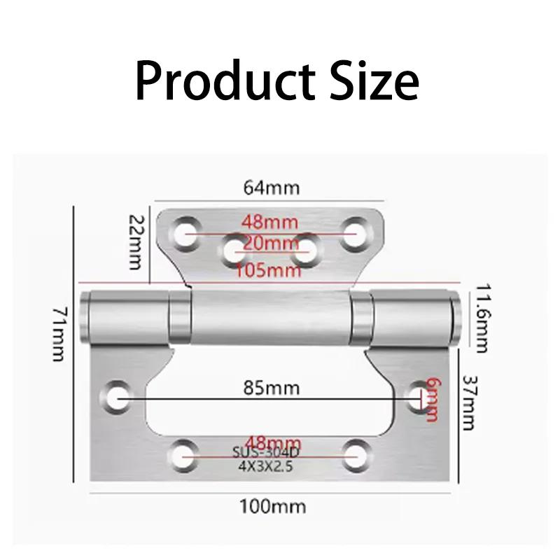 2 Stück 304D Edelstahl Türscharniere 4 Zoll Unsichtbar Leise Verdickt 2,5 Lager Hardware Scharnierzubehör für Türen Fenster