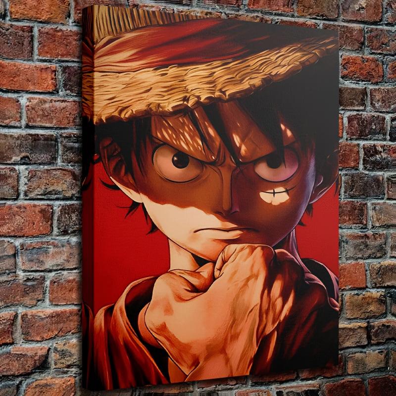 

Vibrant Straw Hat Anime Art with Expressive Character in Wooden Frame 11.8x15.7in/30x40cm
