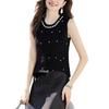 Summer New Round Neck Beaded Vest Women's Knitted Sweater