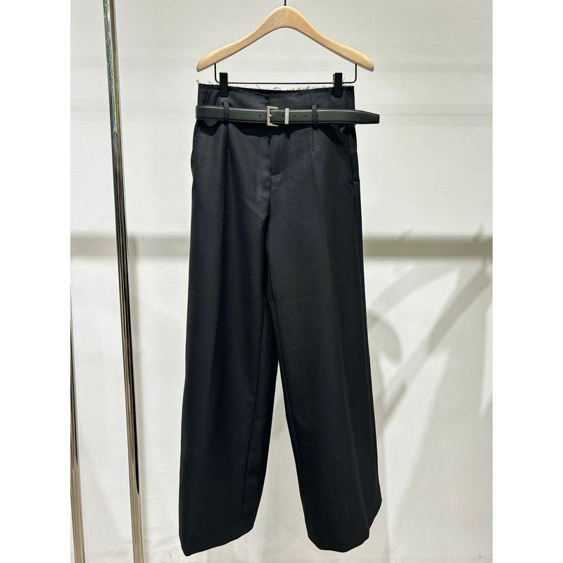 

[Wool Yuan Version Material] Ouke Mogao Waist Worsted Suit Pants Loose Pants Casual Pants Belt 2024 Winter New Black M