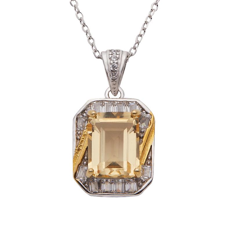 S925 Sterling Silver Inlaid With Natural Colored Treasure Topaz Amethyst Pendant Necklace Xiaohongshu Model