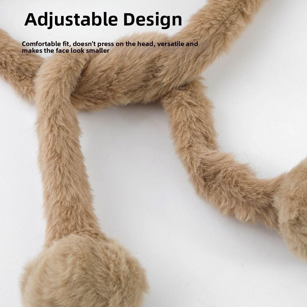 Cute Bear Pattern Women Ear Protection Cap with Ties Windproof Warm Thick Pullover Hat Coldproof Thickened Lei Feng Hat