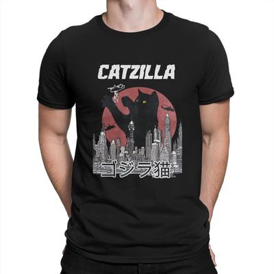 Catzilla TShirt Men Heavy Mental Cat Meme Casual 100 Cotton Tees Round Collar Short Sleeve T Shirt Printing Clothes