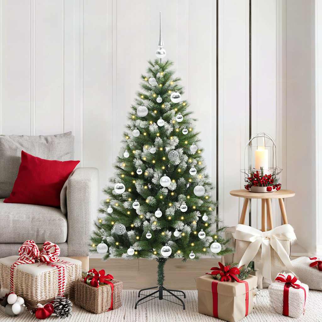 vidaXL Artificial Rotatable Christmas Tree with Flocked Snow
