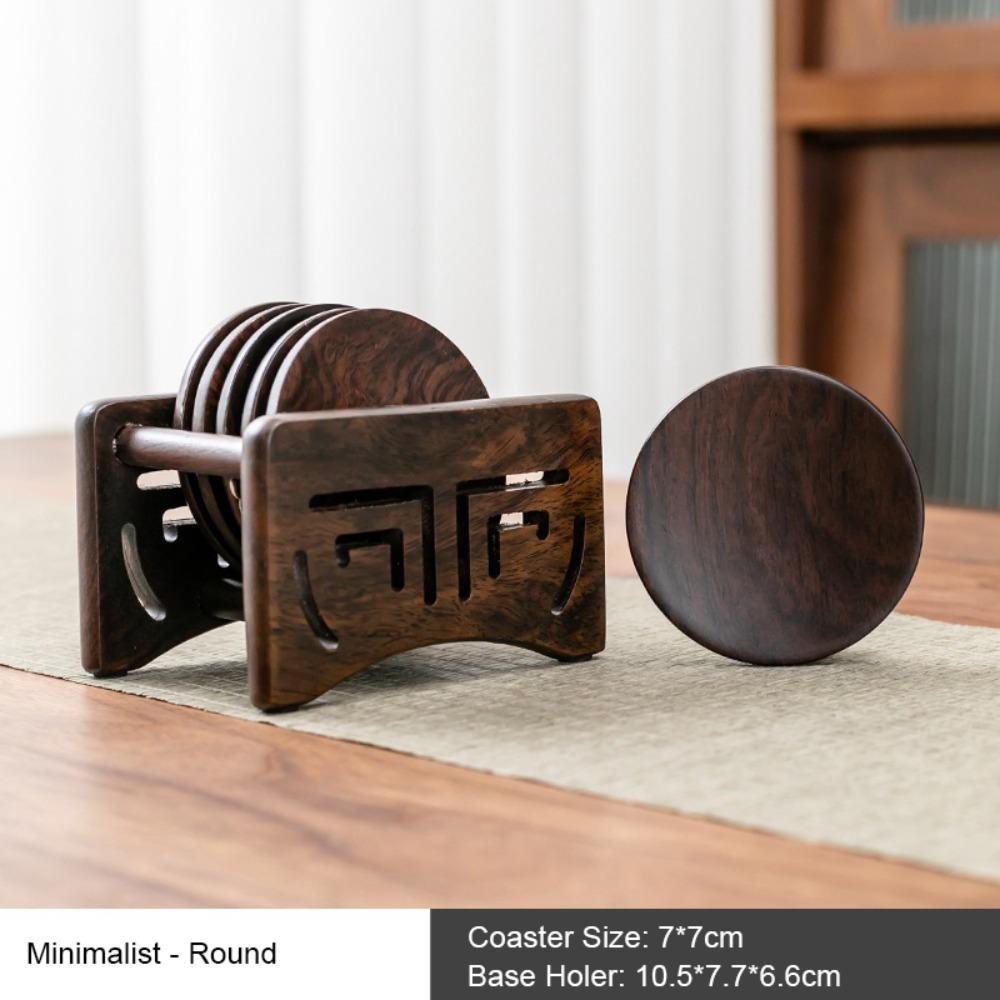 High-End Black Sandalwood Coaster Heat Insulation Heat Resistant Cup Mat Tea Ceremony Accessories Tea Tray Dining Table