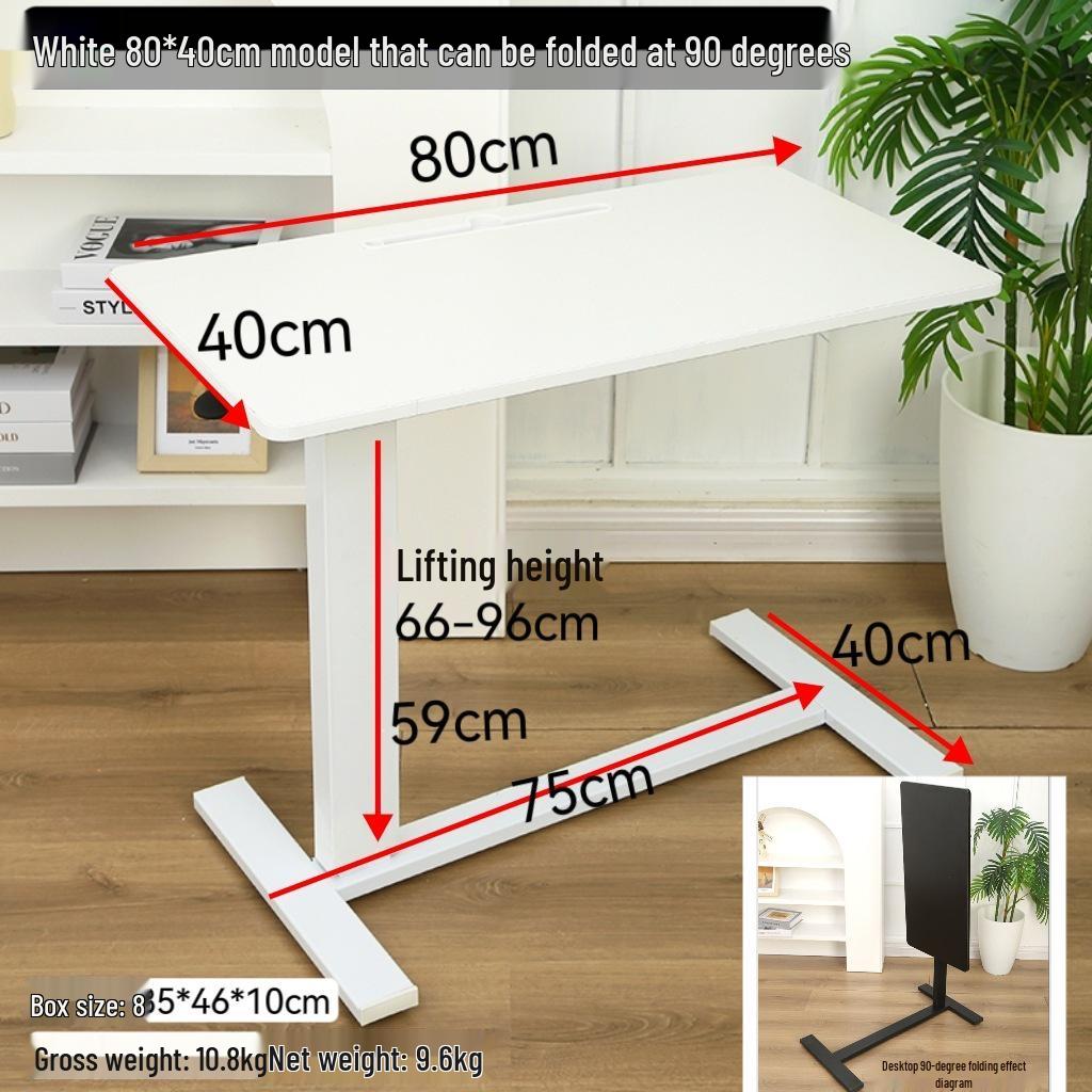 Adjustable Double-Sided Folding Bedside Table with Pneumatic Lift for Sofa or Office Use