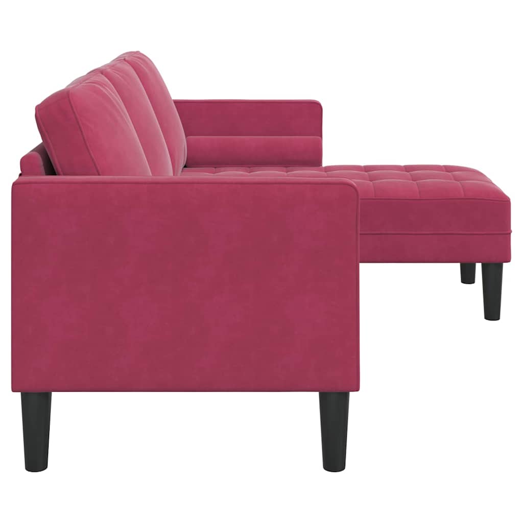 Sofa Set with Cushions Burgundy Polyester