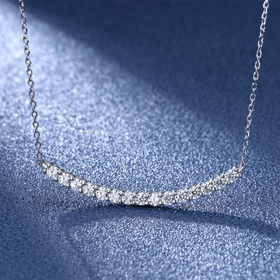 Collar de Plata Esterlina Pura S925 con Piedra Mosang Sonriente T Hogar Sencillo para Mujer Proceso de Electrochapado de Platino