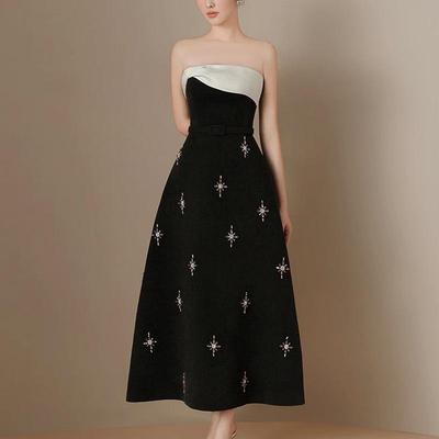 Vietnamese Niche Brand 2024 Summer Tube Top Star Print Dress