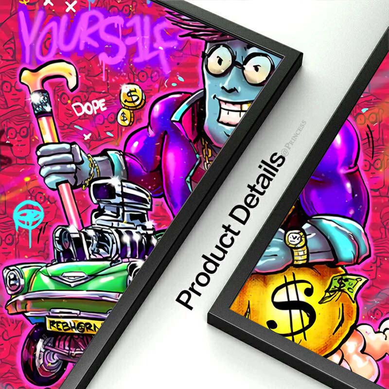 Bitcoin Poster and Print Graffiti Street Art Canvas Painting Pop Wall Art Money Bag Picture For Living Room Home Decor Frameless