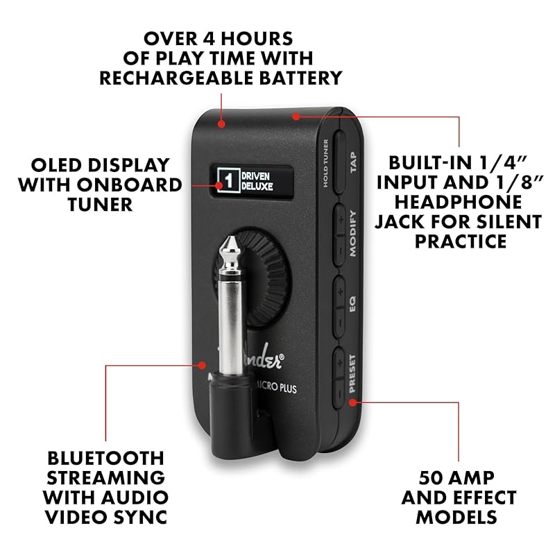 Fender Mustang® Micro Plus Guitar & Bass Headphone Amplifier