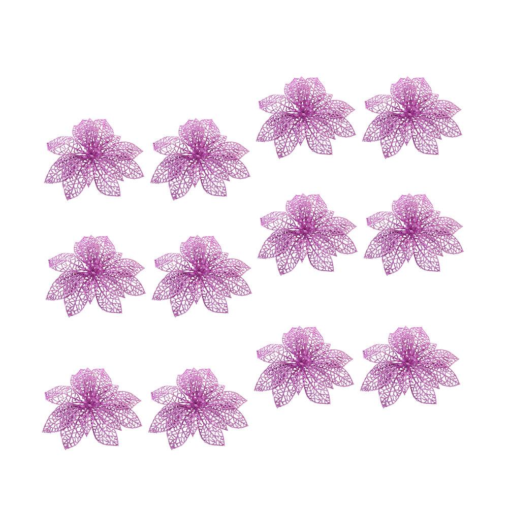 12 st Konstgjord Julgran Blomma Blixt Ihålig Ornament Prydnad