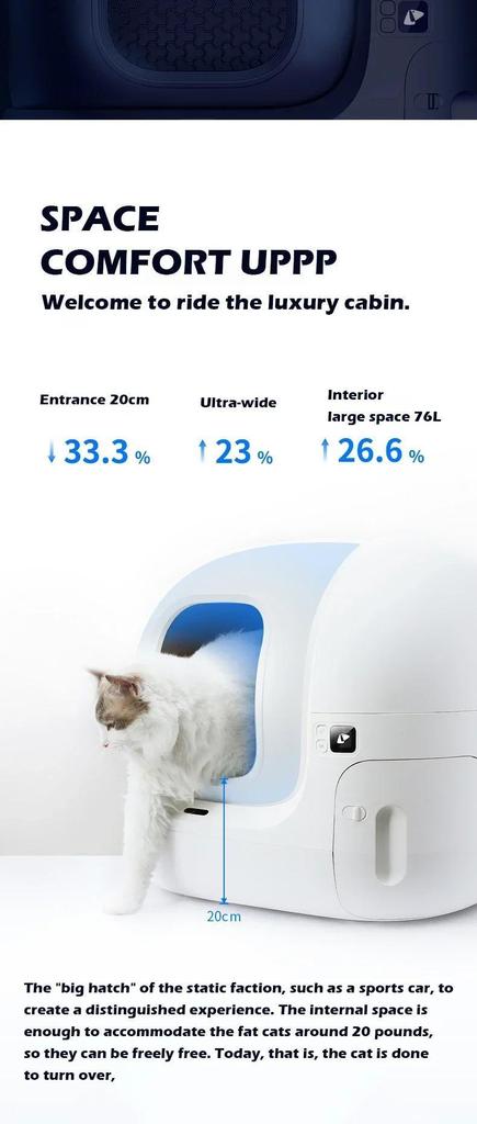 New MAX-2 Self-cleaning Cat Litter Toilet, Sand Proof and Leak Proof Enclosed Cat Toilet, Intelligent Remote Control