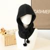 Custom Rib Knitted Inner Mongolian Cashmere Beanie Hat Luxury Fashion Women Winter Warm Cashmere Neck Warmer Hoodie Hat
