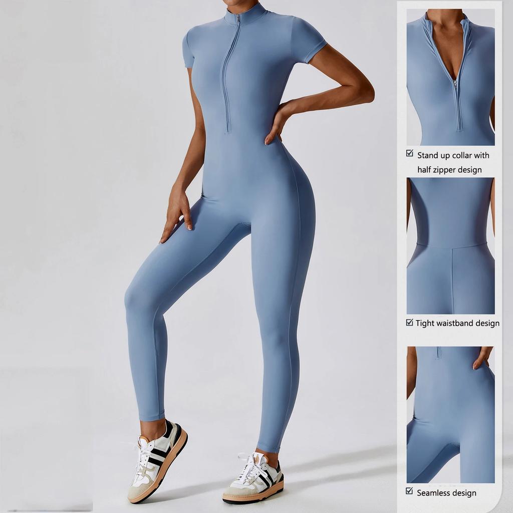 Winter Autumn Women's One-piece Yoga Jumpsuit Leggings Long-sleeved Warm Ski Overalls Outerwear High Elastic Cycling Bodysuit