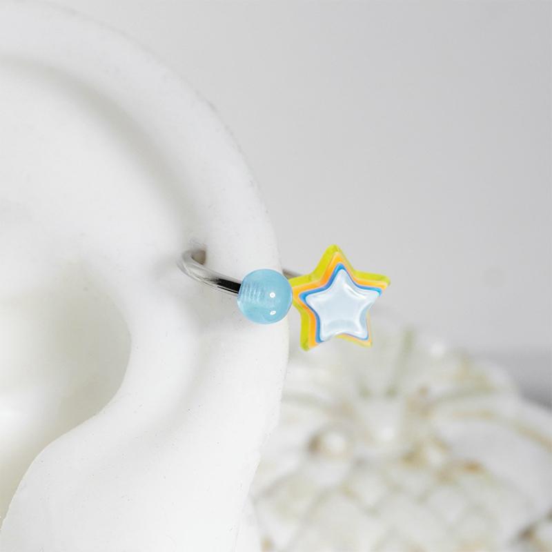 Bunte Sternförmige Ringförmige Ohrknochennägel Edelstahl Niedlich Liebesherz Kreuz Ohrringe Für Frauen Körperpiercing Zubehör