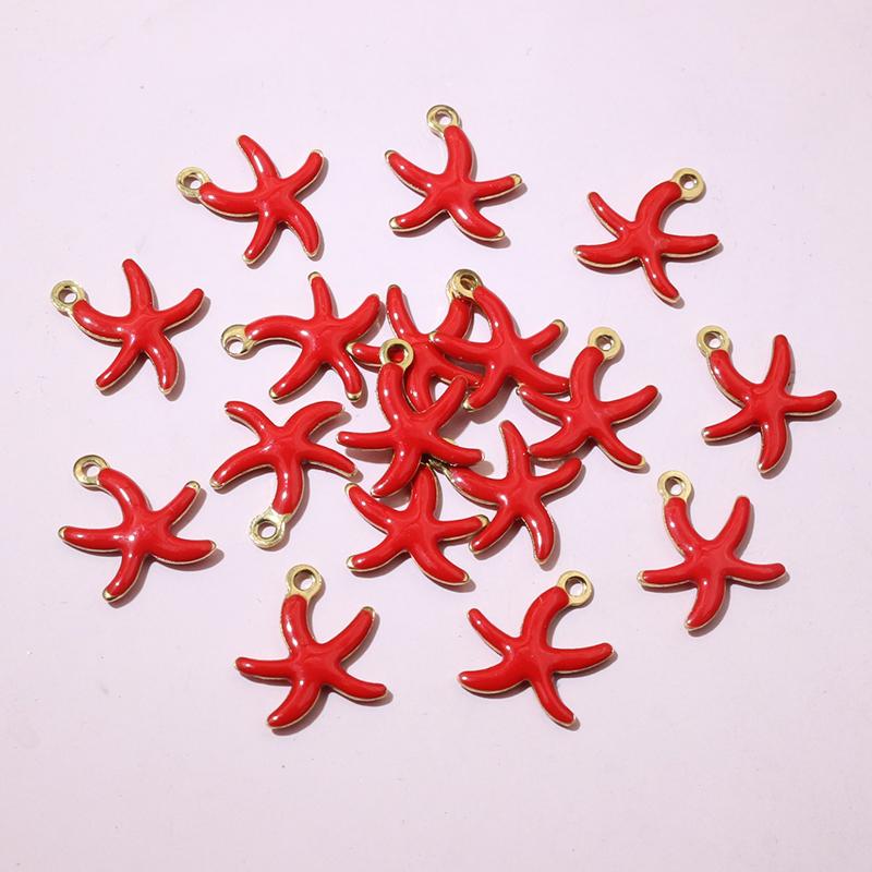 20pcs Stainless Steel Small Enamel Starfish Charms Pendant 10.5x10mm DIY Jewelry Making Accessories for Necklace Earrings