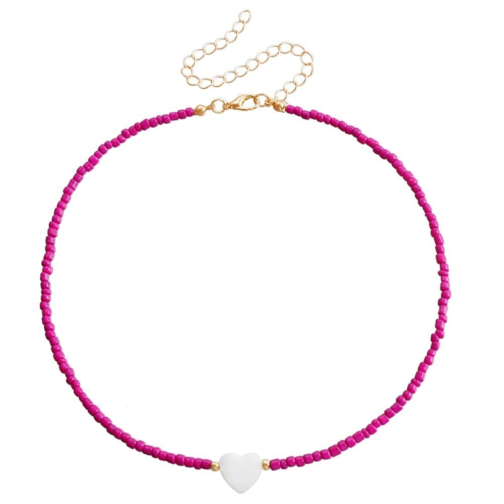2025 New Personalized Natural Shell Love Heart Choker Simple Handmade Moon Bead Necklace for Women Fashion Accessories Gifts
