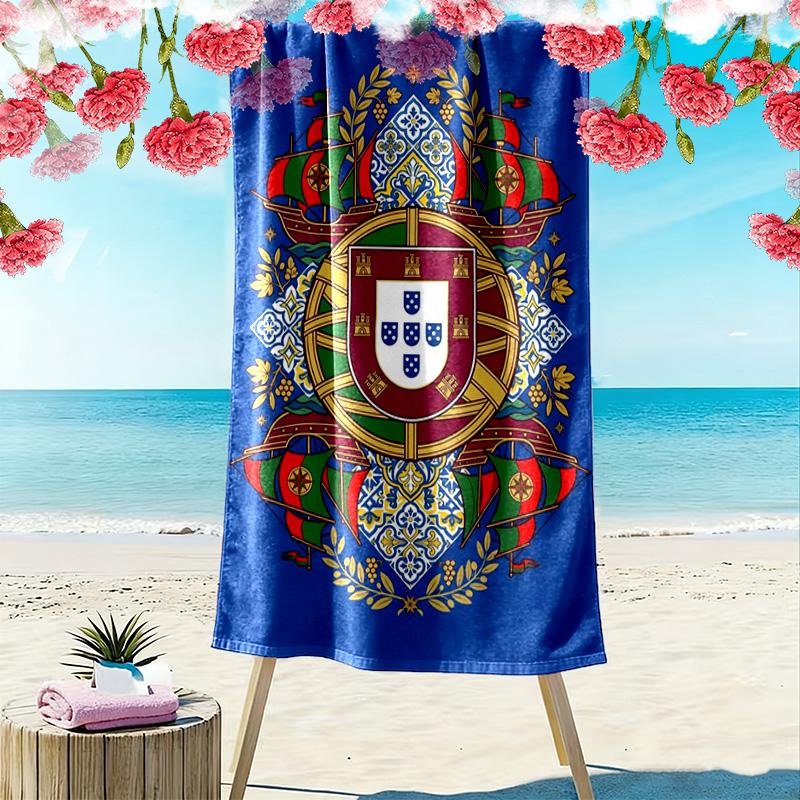Portuguese Heritage Emblem Beach Towel Beach Towel for Vacation Photos Soft Absorbent Bath Towel Quick-drying Swim Towel Swim Beach