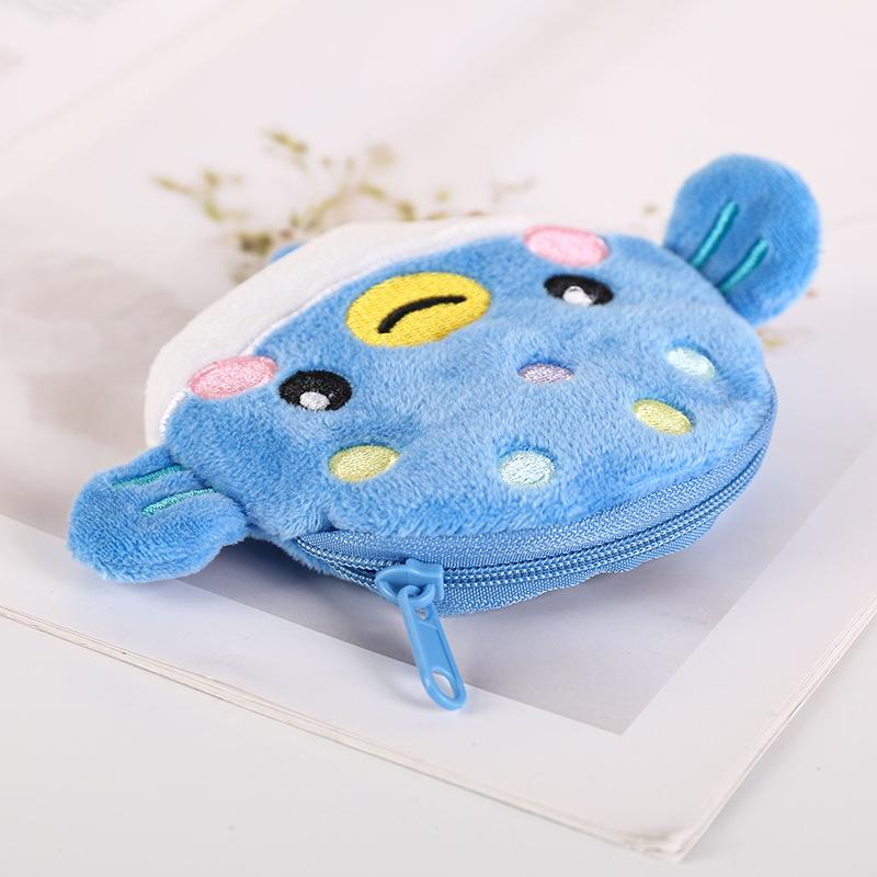 1Pcs Plush Zipper Coin Wallet Cute Pufferfish Mini Coin Purse Women'S Small Change Bag Key Earphone Pouch
