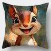 Woodland Creature Style Pillow Covers, Playful Cartoon Squirrel Print Cushion Cases, Cozy Home Decor For Bedroom Living Room