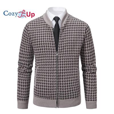 Giacca da cappotto calda ispessita da lavoro casual lavorata a maglia a maniche lunghe in maglione a quadretti