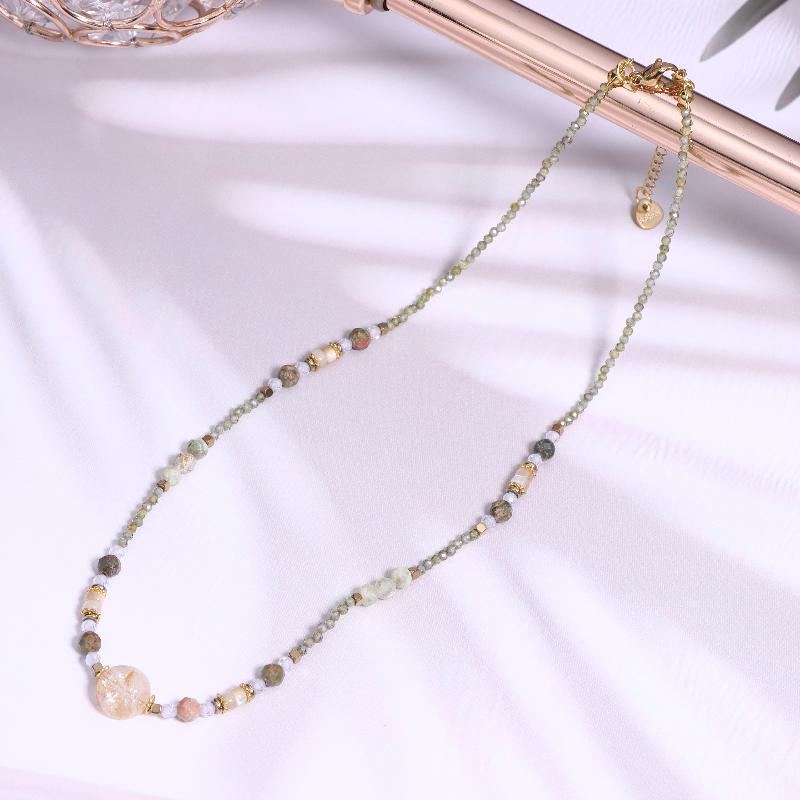 Small Fresh Natural Stone Bead Necklace Jewelry Women'S Stacked Clavicle Chain Trendy Accessories For Young Girls