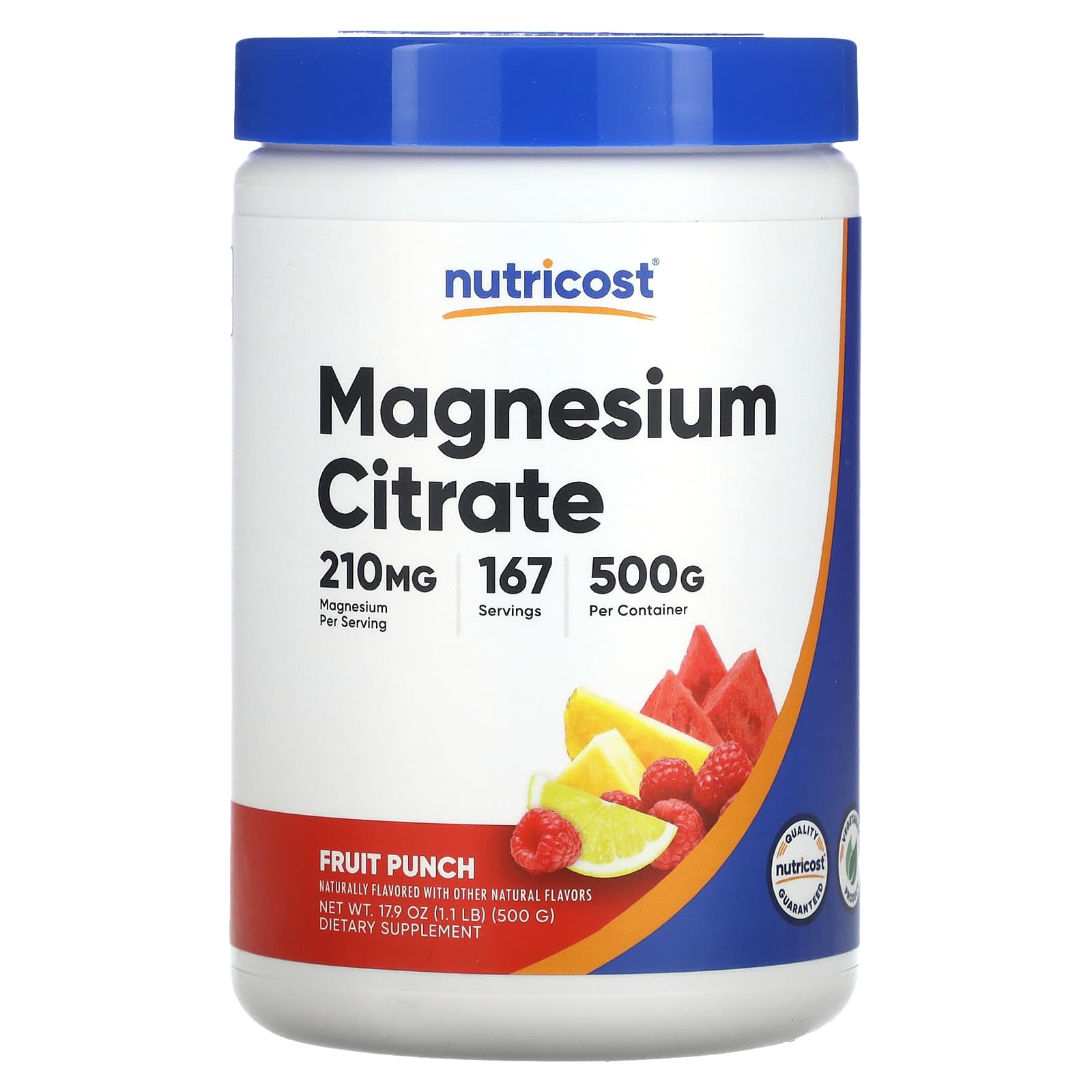 

Nutricost, Magnesium Citrate, Fruit Punch Flavor, 500 g (17.9 oz)