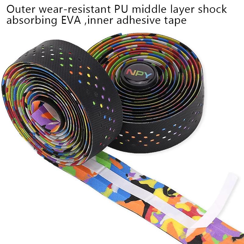 Road Bike Bar Tape Breathable Bicycle Bar Tape EVA/PU Anti-Skid Shock Absorber Bike Wrap Tape with 1 Pair Bar Plugs