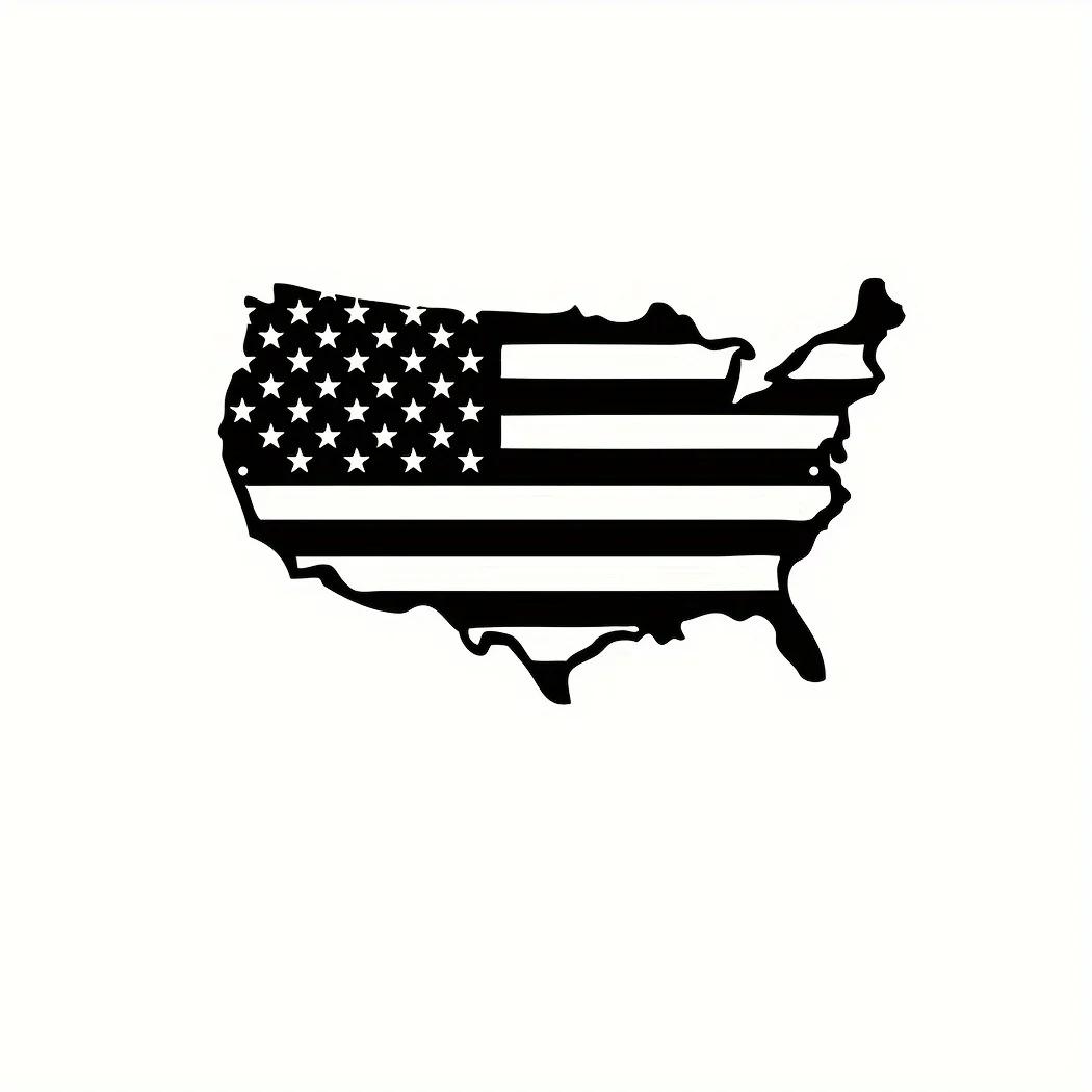 

Американский флаг на металлической стене – Декор карты США, патриотическое настенное искусство с картой США, идеально подходит для украшения дома в американском стиле чёрный