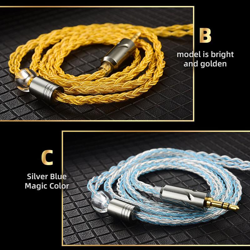 Qkz T1 Earphone Cable 8 Strand Copper Silver-Plated Upgrade Wire 3.5Mm Wired Headphone Cord For Zxn Zxt Ak6 Zs10 Edx Pro Zsr Cca