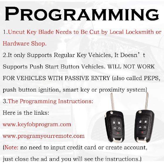 Key Fob Replacement Fits for Chevy Cruze Equinox Camaro Impala Malibu Sonic Buick Regal Verano Encore Allure Lacrosse GMC Terrain 2010- OHT01060512