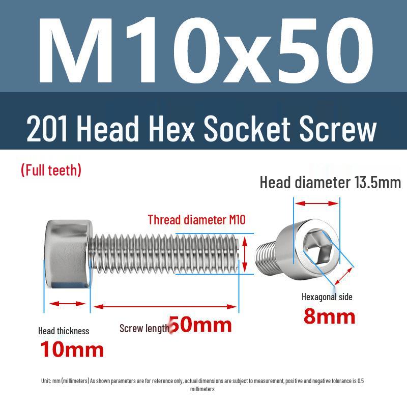 Yigu 201 Stainless Steel Cup Head Hexagon Screws and Bolts - M3, M4, M5, M6