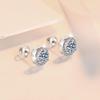 New S925 Sterling Silver Round Moissanite Screw-Back Earrings