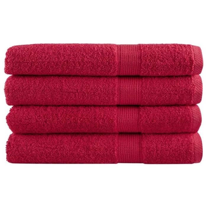 VidaXL Serviettes de Qualité Supérieure 4 pcs, Serviettes de Douche, Draps de Bain, Serviettes d'Invité de Toilette, Rouge 137414