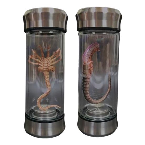 Alien Kreatur Glasbehälter LED Beleuchtet Alien Dekoration Gothic Gruselig Tischdekoration für Halloween Party Sci-Fi Fans Geschenk