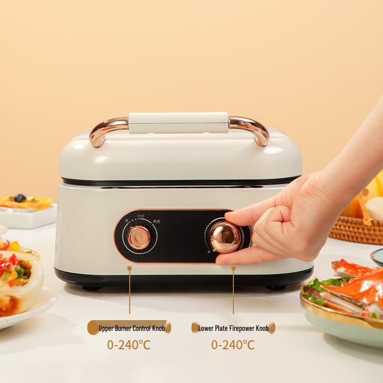 Dual-Sided Electric Crepe & Grill Maker: Multi-Functional Pancake Griddle & Hot Pot Combo